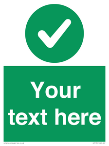 Custom green background, green circle with tick